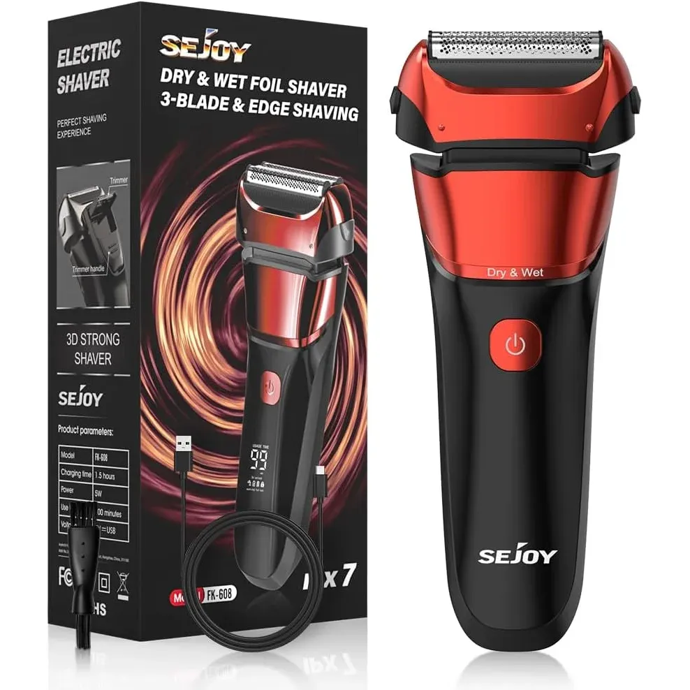 Sejoy Electric Razor for Men – Rechargeable Wet/Dry Foil Shaver with Automatic Cleaning and Fast Charging