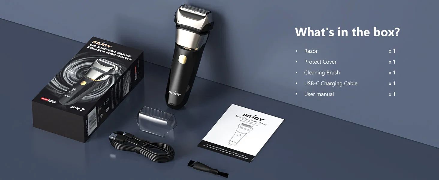 Sejoy Electric Razor for Men – Rechargeable Wet/Dry Foil Shaver with Automatic Cleaning and Fast Charging