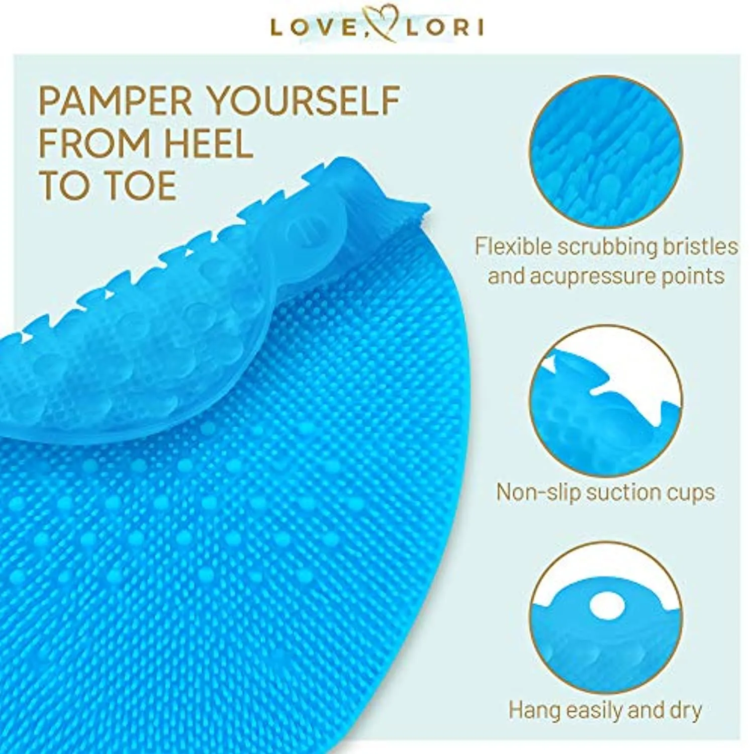 Shower Foot Massager Scrubber - Improves Foot Circulation & Reduces Foot Pain - Soothes Tired Achy Feet And Scrubs Feet Clean - Non Slip With Suction Cups