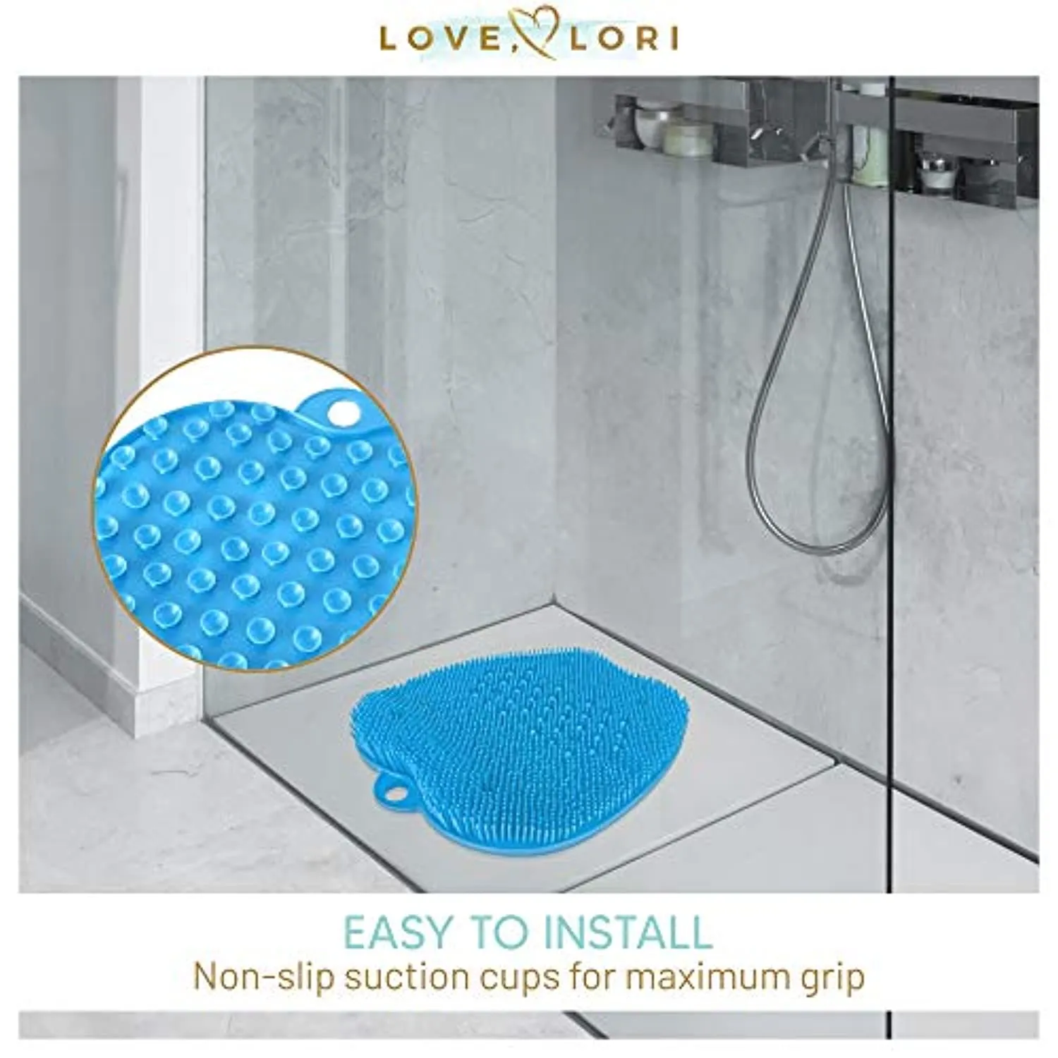 Shower Foot Massager Scrubber - Improves Foot Circulation & Reduces Foot Pain - Soothes Tired Achy Feet And Scrubs Feet Clean - Non Slip With Suction Cups