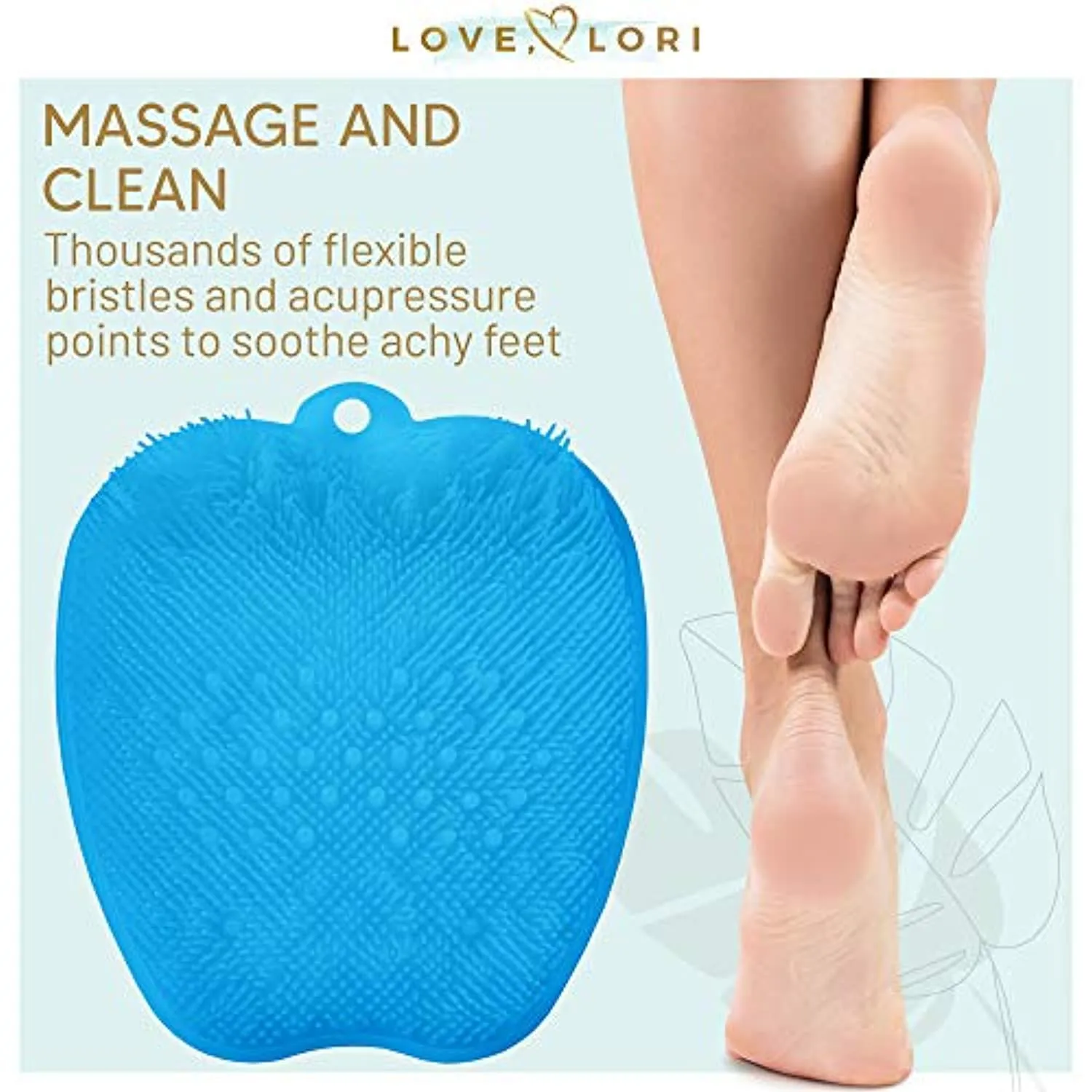 Shower Foot Massager Scrubber - Improves Foot Circulation & Reduces Foot Pain - Soothes Tired Achy Feet And Scrubs Feet Clean - Non Slip With Suction Cups