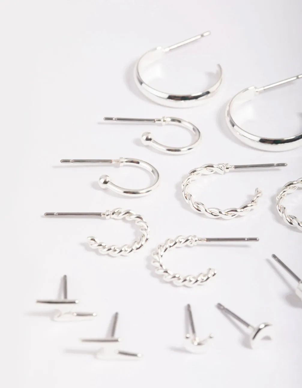 Silver Celestial Stud & Hoop Earring 8-Pack
