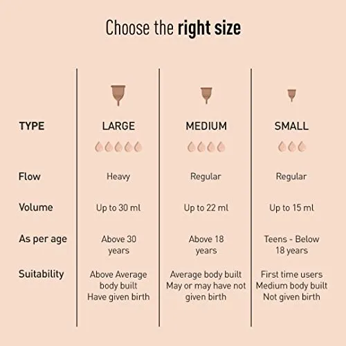 Sirona Reusable Menstrual Cup for Women | Medium Size with Pouch | Ultra Soft, Odour & Rash Free|100% Medical Grade Silicone|No Leakage|Protection for Up to 8-10 Hours | US FDA Registered,Pack of 1
