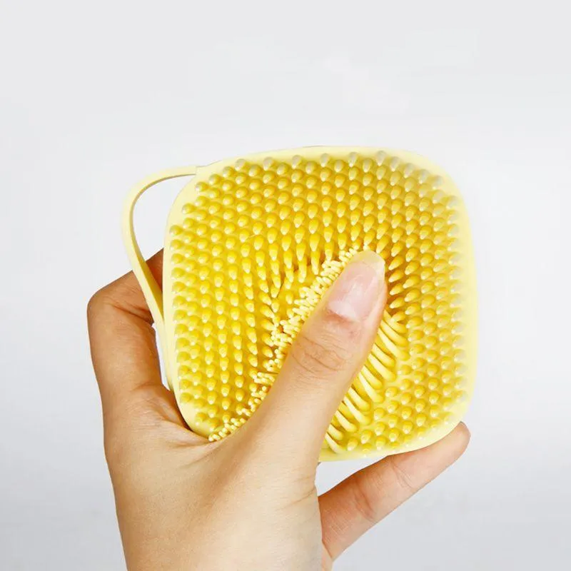 Soft Silicone Bristles Bath Brush Comb Scrubber Shampoo Dispenser