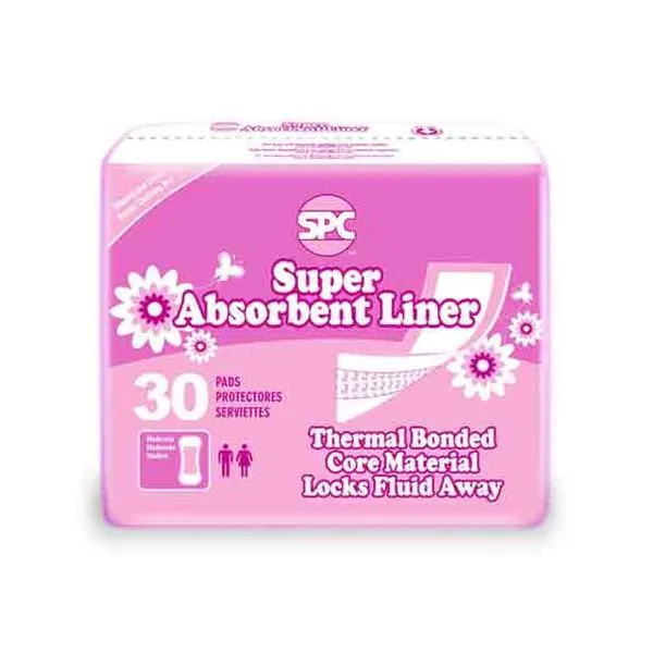 SPC Super Absorbent Incontinence Liners Bulk, 6 Packs of 30 (180 Liners)