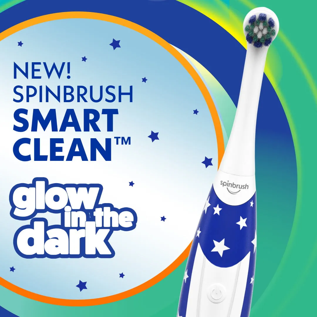Spinbrush Smart Clean Kids Electric Toothbrush, Glow in the Dark, Battery-Powered
