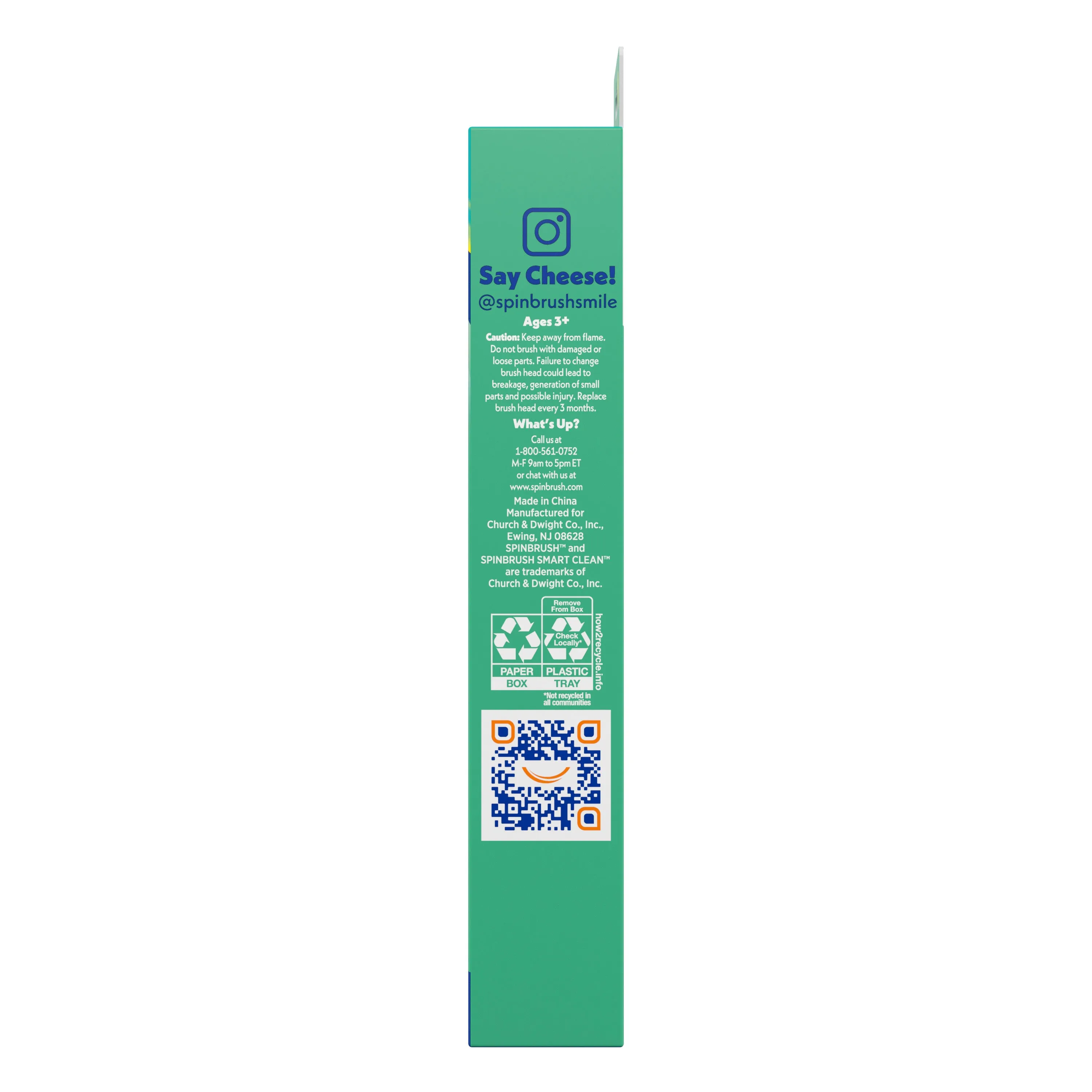 Spinbrush Smart Clean Kids Electric Toothbrush, Glow in the Dark, Battery-Powered