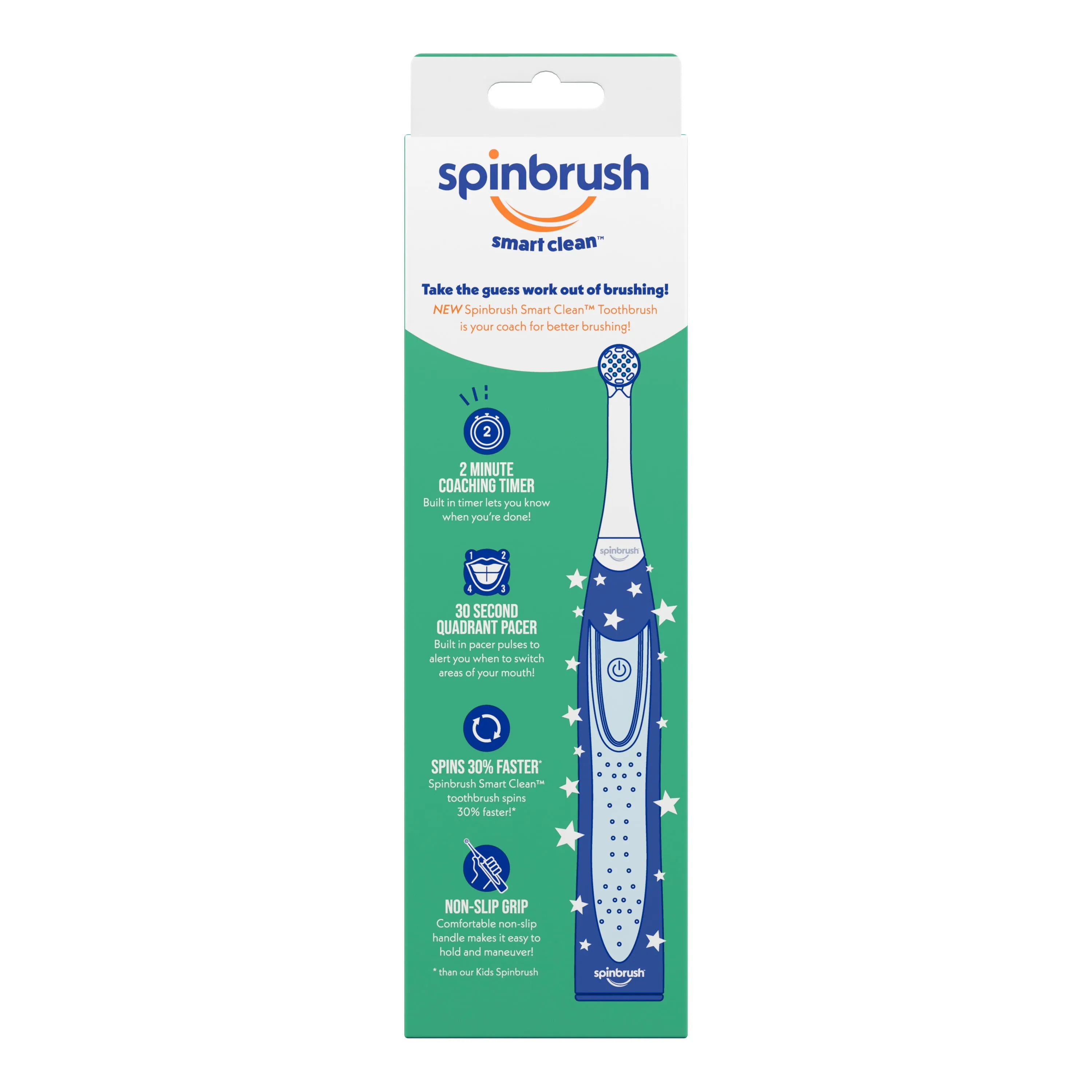 Spinbrush Smart Clean Kids Electric Toothbrush, Glow in the Dark, Battery-Powered