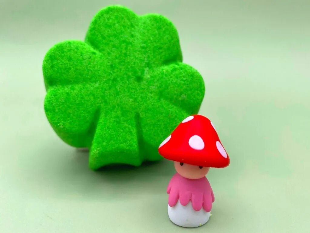 St Patrick Shamrock Kids Bath Bomb with Mushroom Fairy Inside