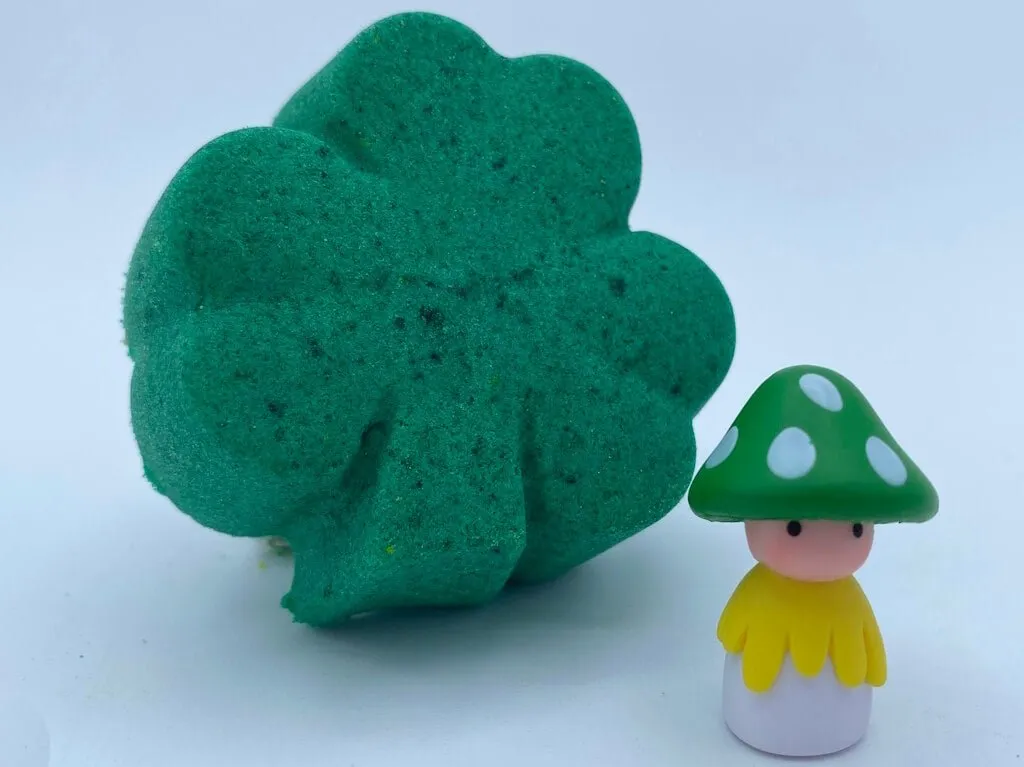 St Patrick Shamrock Kids Bath Bomb with Mushroom Fairy Inside
