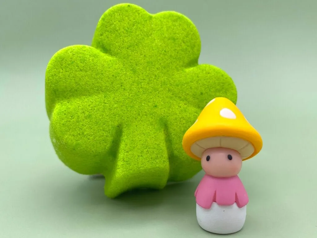 St Patrick Shamrock Kids Bath Bomb with Mushroom Fairy Inside