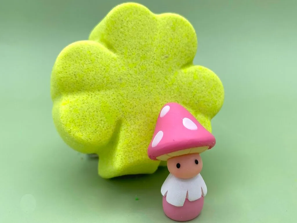 St Patrick Shamrock Kids Bath Bomb with Mushroom Fairy Inside