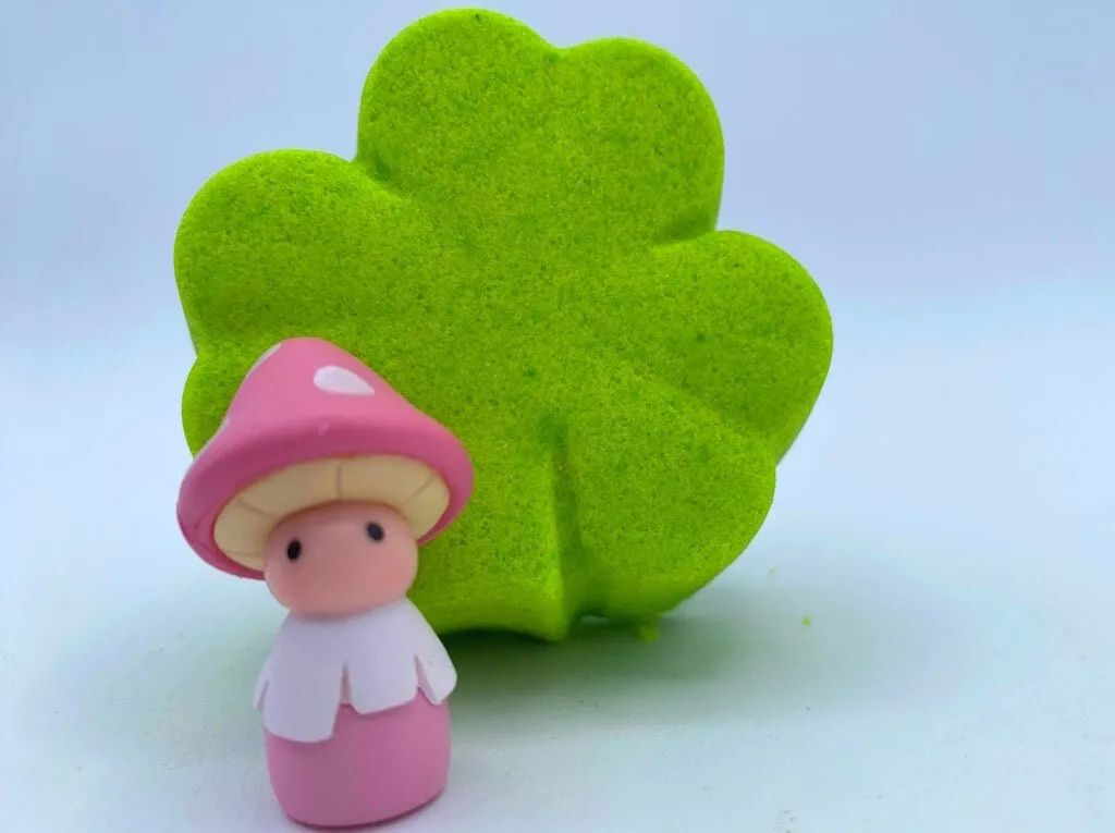 St Patrick Shamrock Kids Bath Bomb with Mushroom Fairy Inside