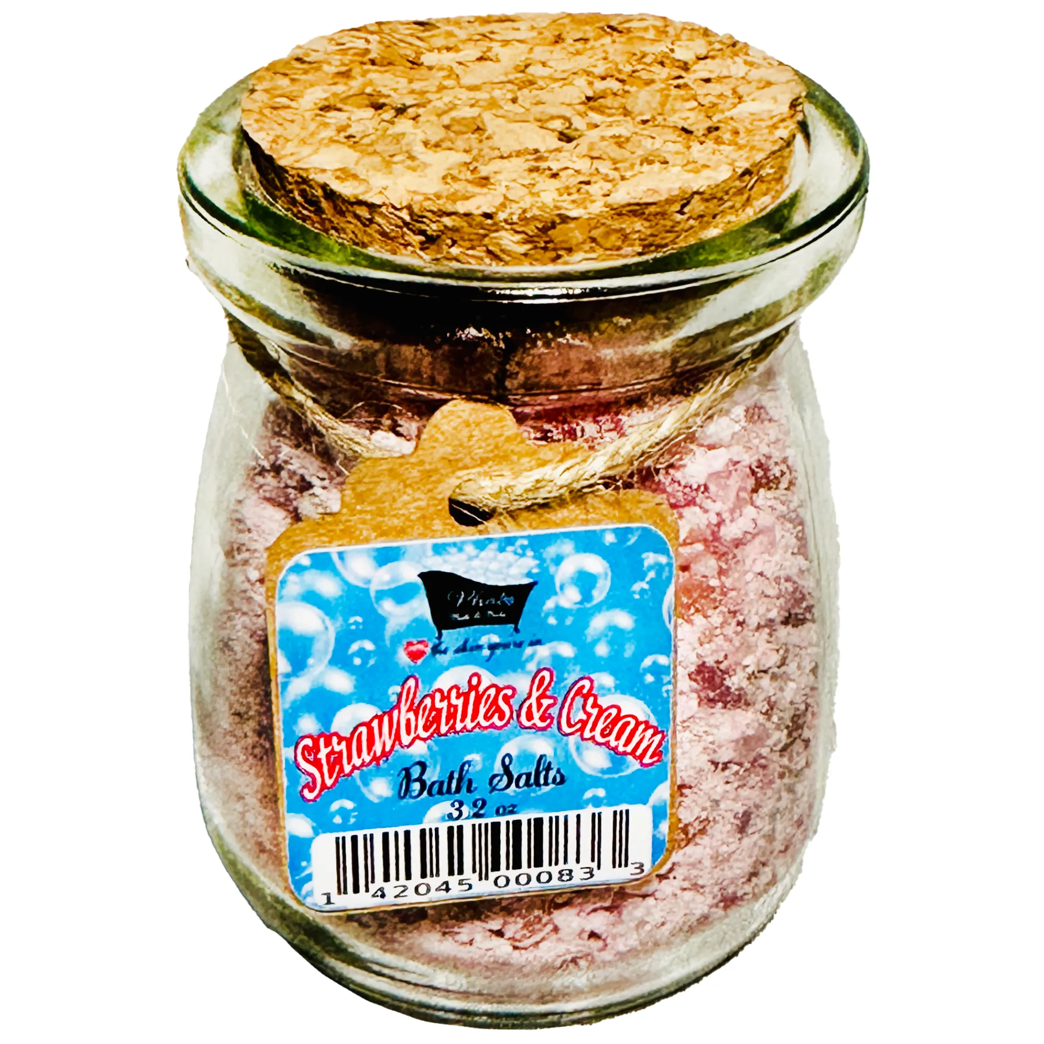 Strawberries and Cream Natural Bath Salts Kaolin Avocado Sea Salt Bath Soak 3.5 oz