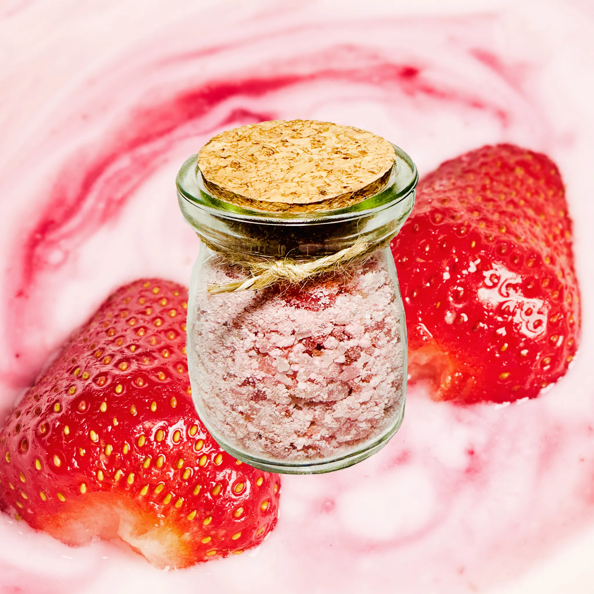 Strawberries and Cream Natural Bath Salts Kaolin Avocado Sea Salt Bath Soak 3.5 oz