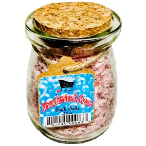 Strawberries and Cream Natural Bath Salts Kaolin Avocado Sea Salt Bath Soak 3.5 oz