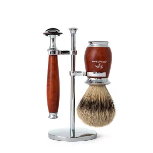 Super Badger Safety Razor Shaving Set in Briar Wood