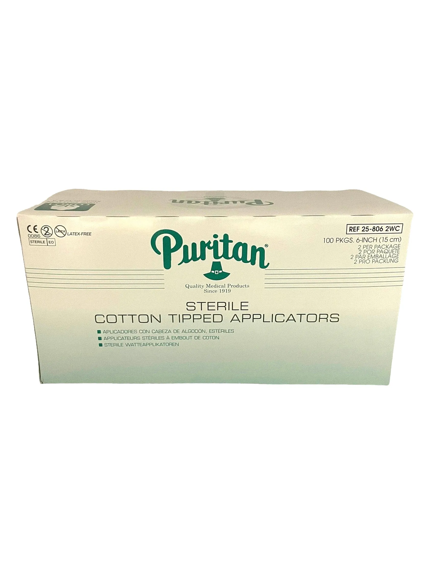Swabs Cotton Tipped Sterile Cleaning Applicators With Wooden Handle 100 pk