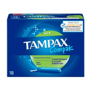 Tampax Compak Super Applicator Tampons (18 Pack)