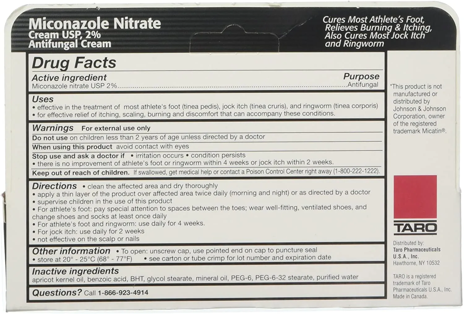 TARO Miconazole Nitrate 2% Antifungal Cream 1 oz*