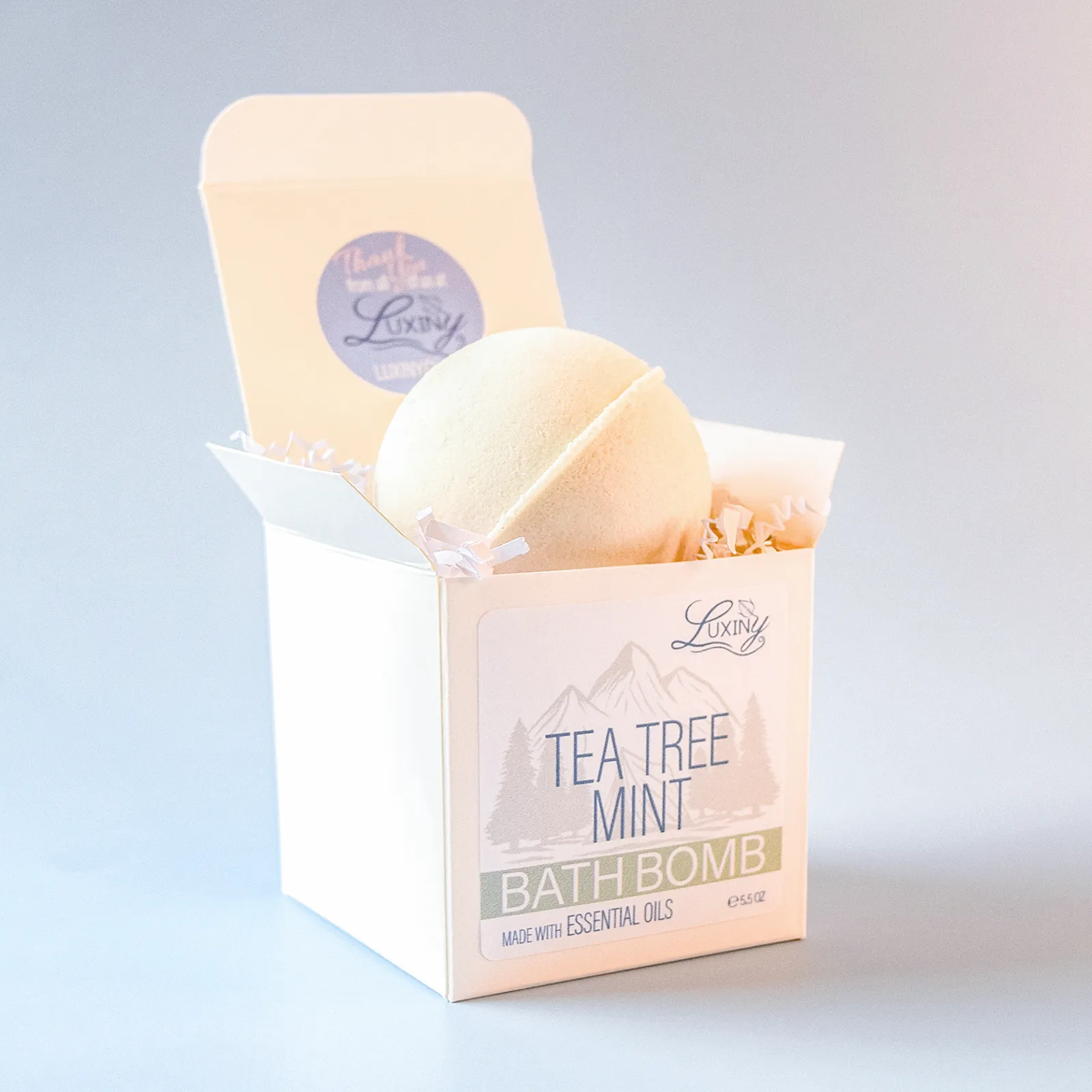 Tea Tree Mint Bath Bomb Made with Essential Oils, 2.5" Round