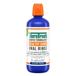 TheraBreath Healthy Gums Mouthwash, Clean Mint, Dentist Formulated, 1 Liter