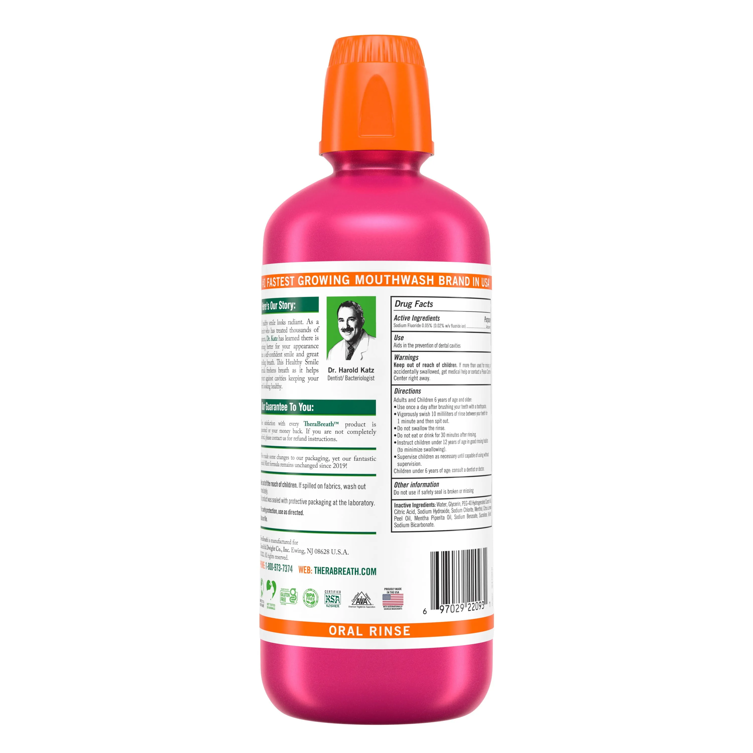 TheraBreath Healthy Smile Fluoride Mouthwash, Sparkle Mint, Anticavity, 1 Liter