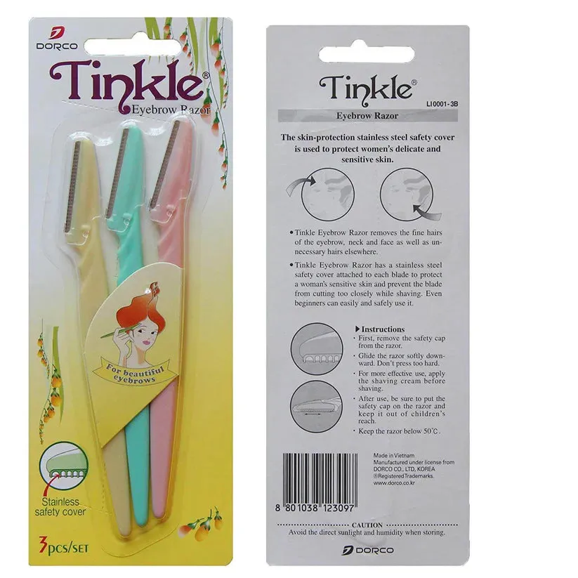 Tinkle Eyebrow Razor 3 Pack, Eyebrow Face Hair Removal & Shaper (3 Pieces)