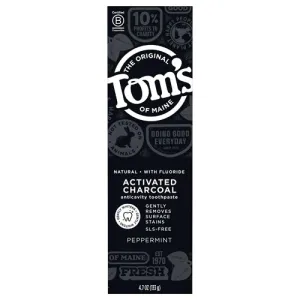 Tom's of Maine Activated Charcoal Anticavity Toothpaste Peppermint 4.7 oz