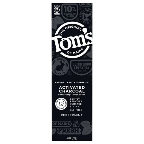 Tom's of Maine Activated Charcoal Anticavity Toothpaste Peppermint 4.7 oz