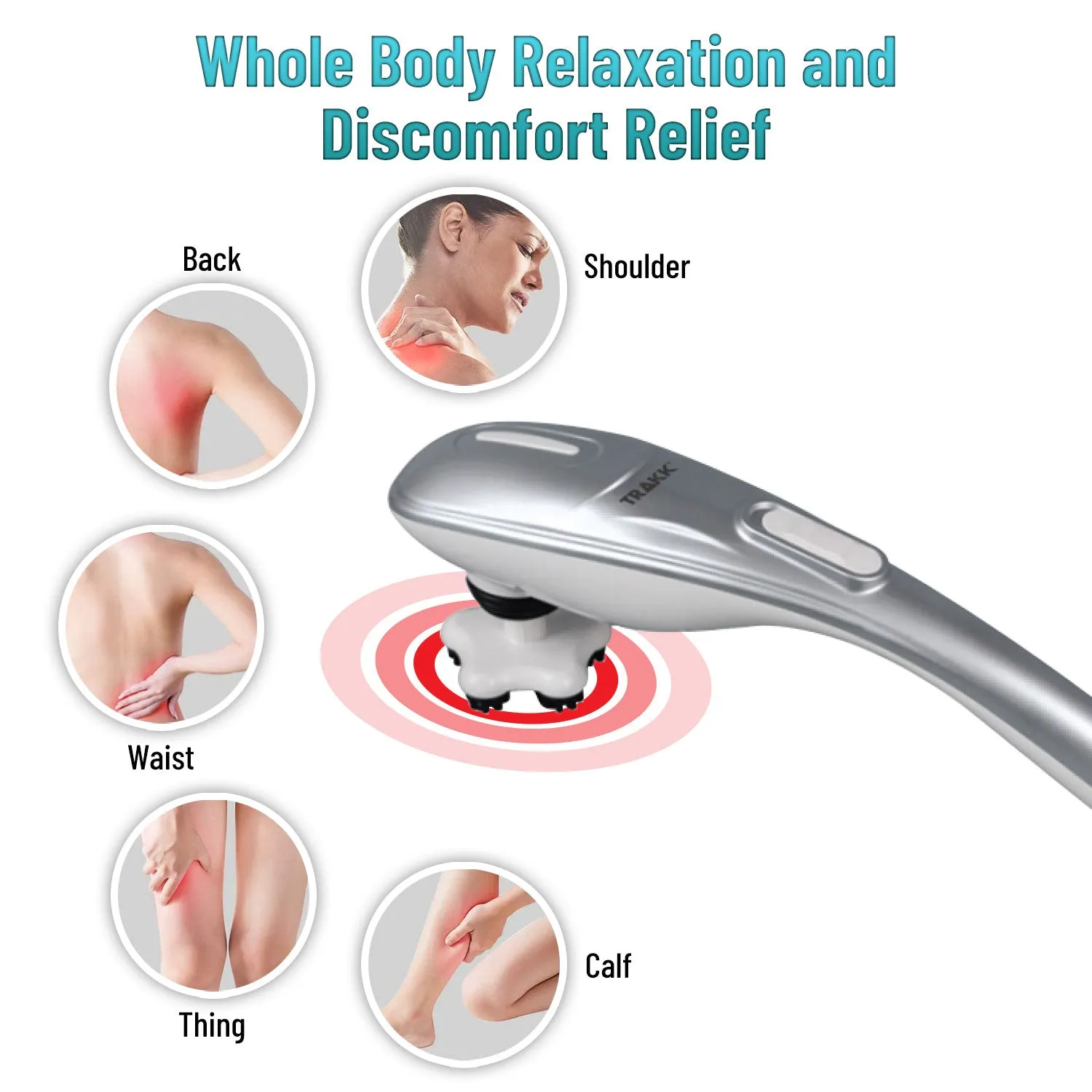 TRAKK Deep Tissue Full Body Massager with multiple heads