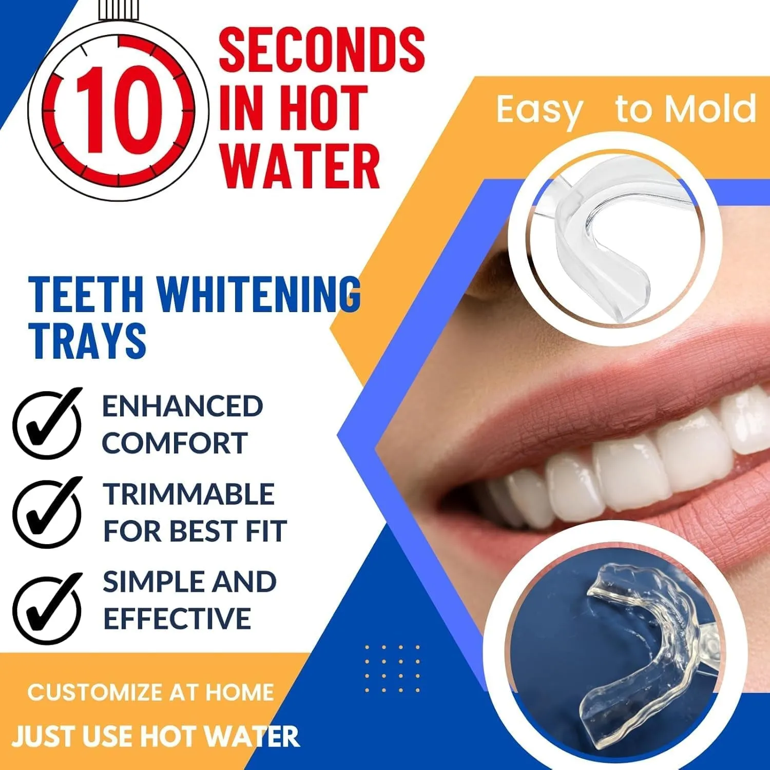 Trays Moldable 4 Dental Trays 2 Retainer Case Teeth Trays for Tooth Whitening Gel Compatible with Opalescence Teeth Whitening Gel