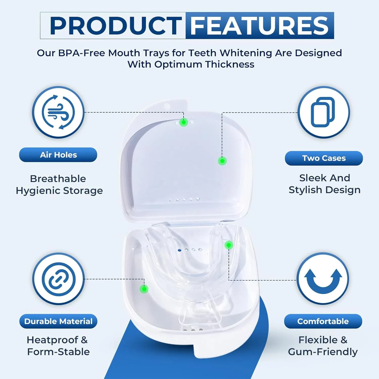 Trays Moldable 4 Dental Trays 2 Retainer Case Teeth Trays for Tooth Whitening Gel Compatible with Opalescence Teeth Whitening Gel