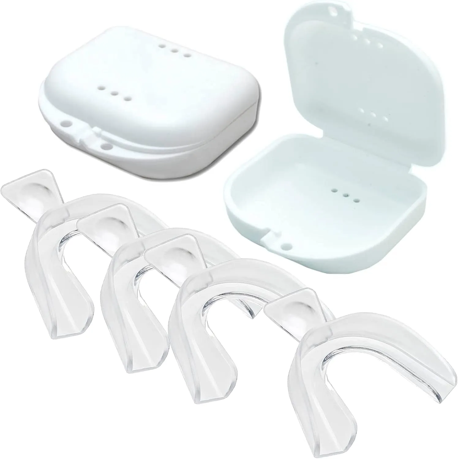 Trays Moldable 4 Dental Trays 2 Retainer Case Teeth Trays for Tooth Whitening Gel Compatible with Opalescence Teeth Whitening Gel