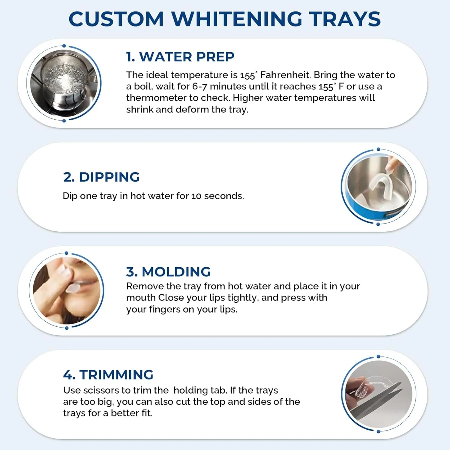 Trays Moldable 4 Dental Trays 2 Retainer Case Teeth Trays for Tooth Whitening Gel Compatible with Opalescence Teeth Whitening Gel