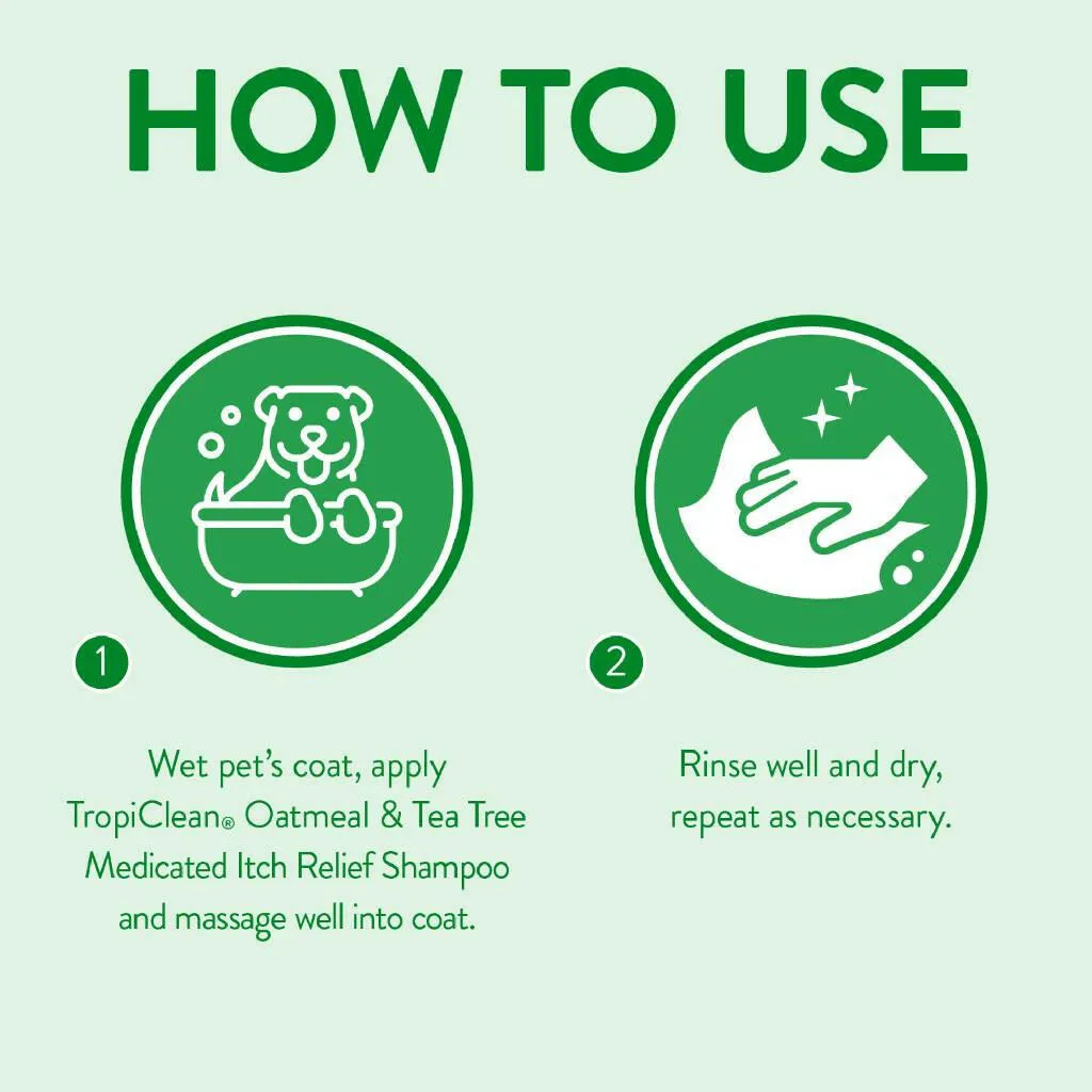 Tropiclean Oatmeal & Tea Tree Medicated Itch Relief Shampoo For Pets (20 oz)