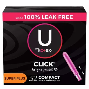 U by Kotex Click Compact Tampons, Super Plus Absorbency - 32 ct.