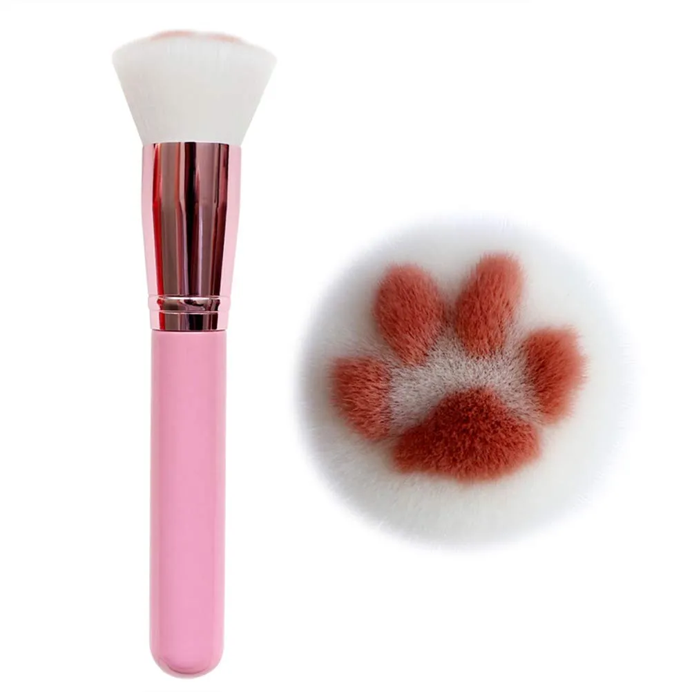 Unique and Cute Cat Foot Print Makeup Brush, Multifunctional Soft Fiber Loose Powder Brush and Blush Brush, Used for Facial Powder, Blush, Shadow and Contour Makeup, Suitable for