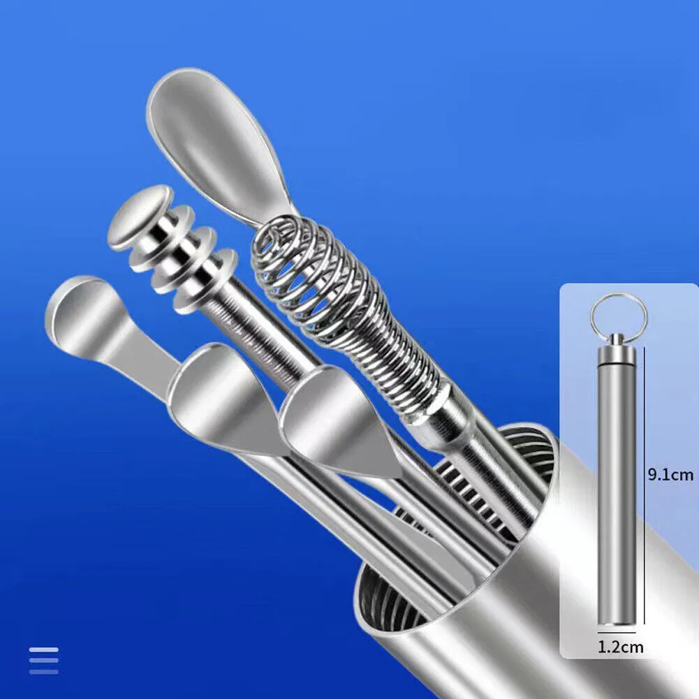 US 6PCS Ear Pick Cleaning Set Spiral Tool Spoon Ear Wax Remover Cleaner Curette
