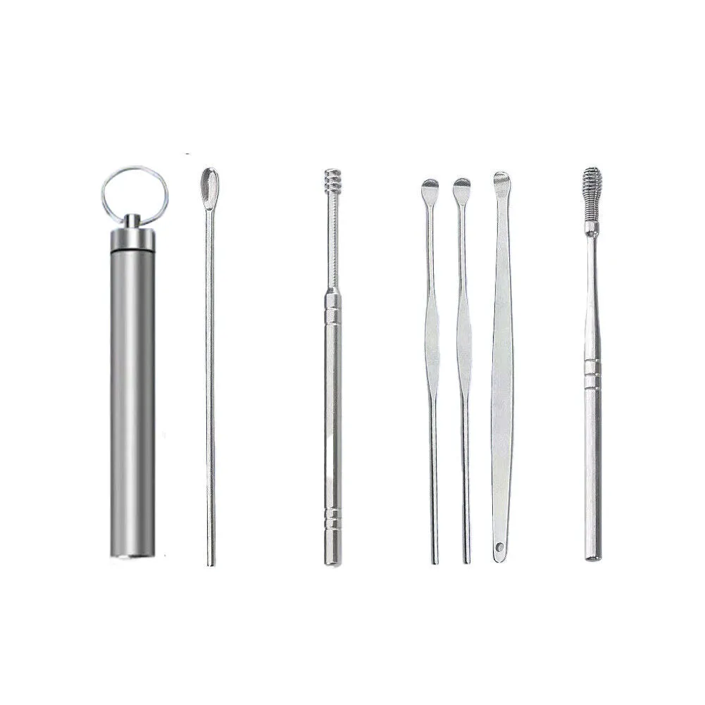 US 6PCS Ear Pick Cleaning Set Spiral Tool Spoon Ear Wax Remover Cleaner Curette