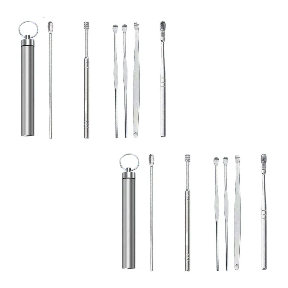 US 6PCS Ear Pick Cleaning Set Spiral Tool Spoon Ear Wax Remover Cleaner Curette
