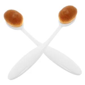 Vaguelly 2pcs Flat Top Foundation Brush Set Ergonomic Makeup Tool for Seamless Application of Foundation Loose Powder for Buffing and Blending Non-absorbent Bristles