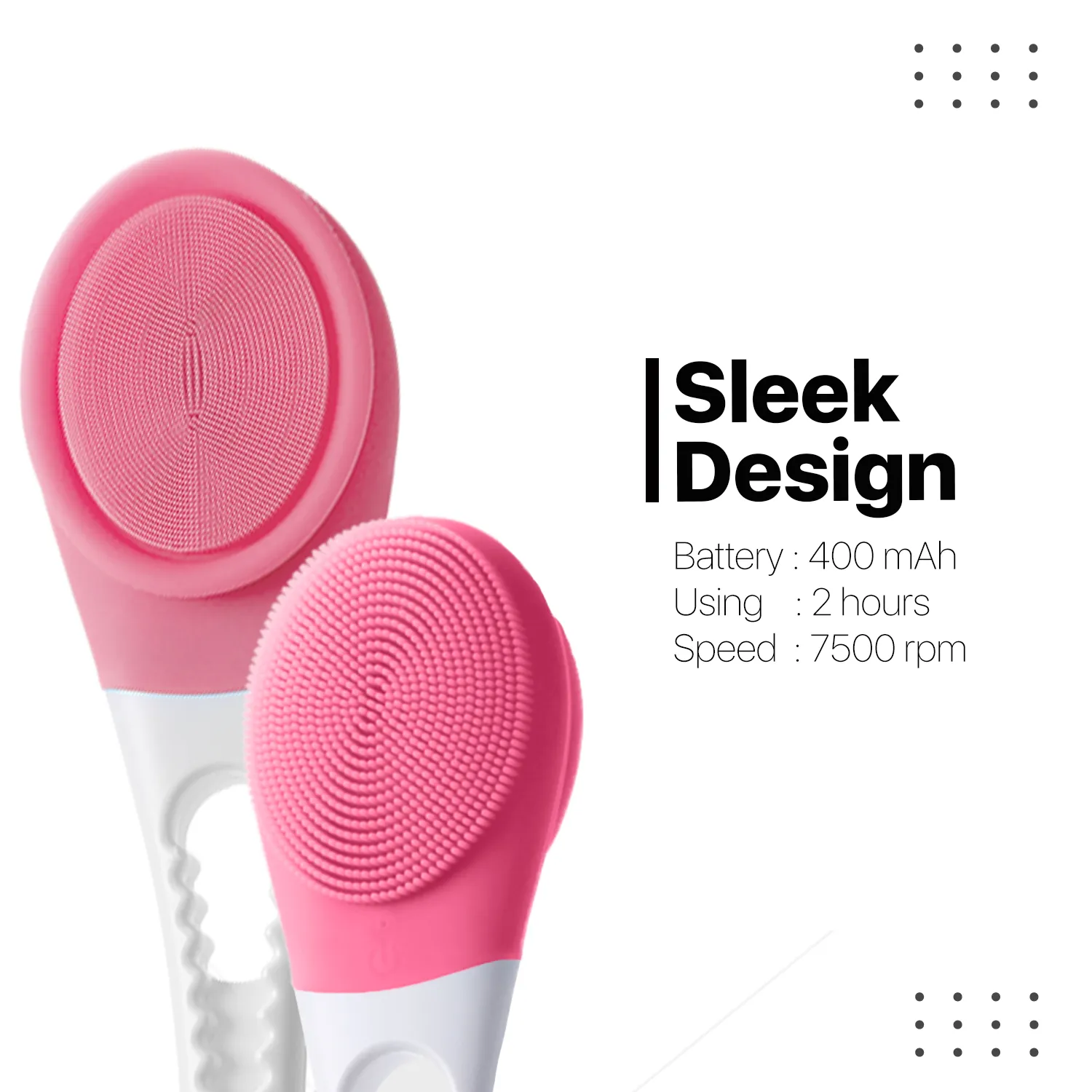 Vandelay Silk Series – Silicon Electronic Double Sided Vibrating back Shower Brush ( Pink / Green )