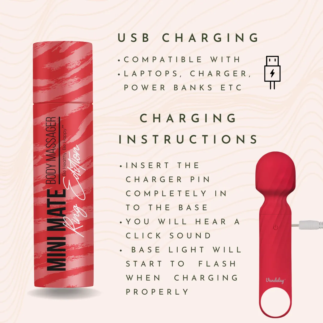 Vandelay® (UK) Mini Mate Body Massager Red (Ring Edition)