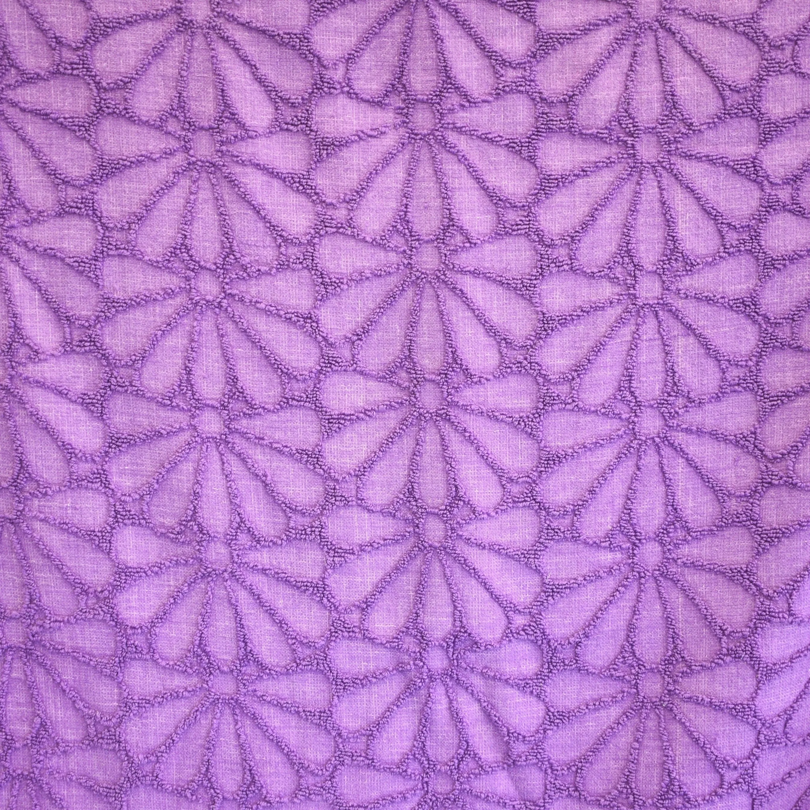 Vintage 1970s Bath Towel - Purple Flower Design