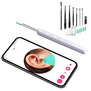 Visual WiFi Ear Wax Removal Tool Camera Wireless Ear Scope with Light White