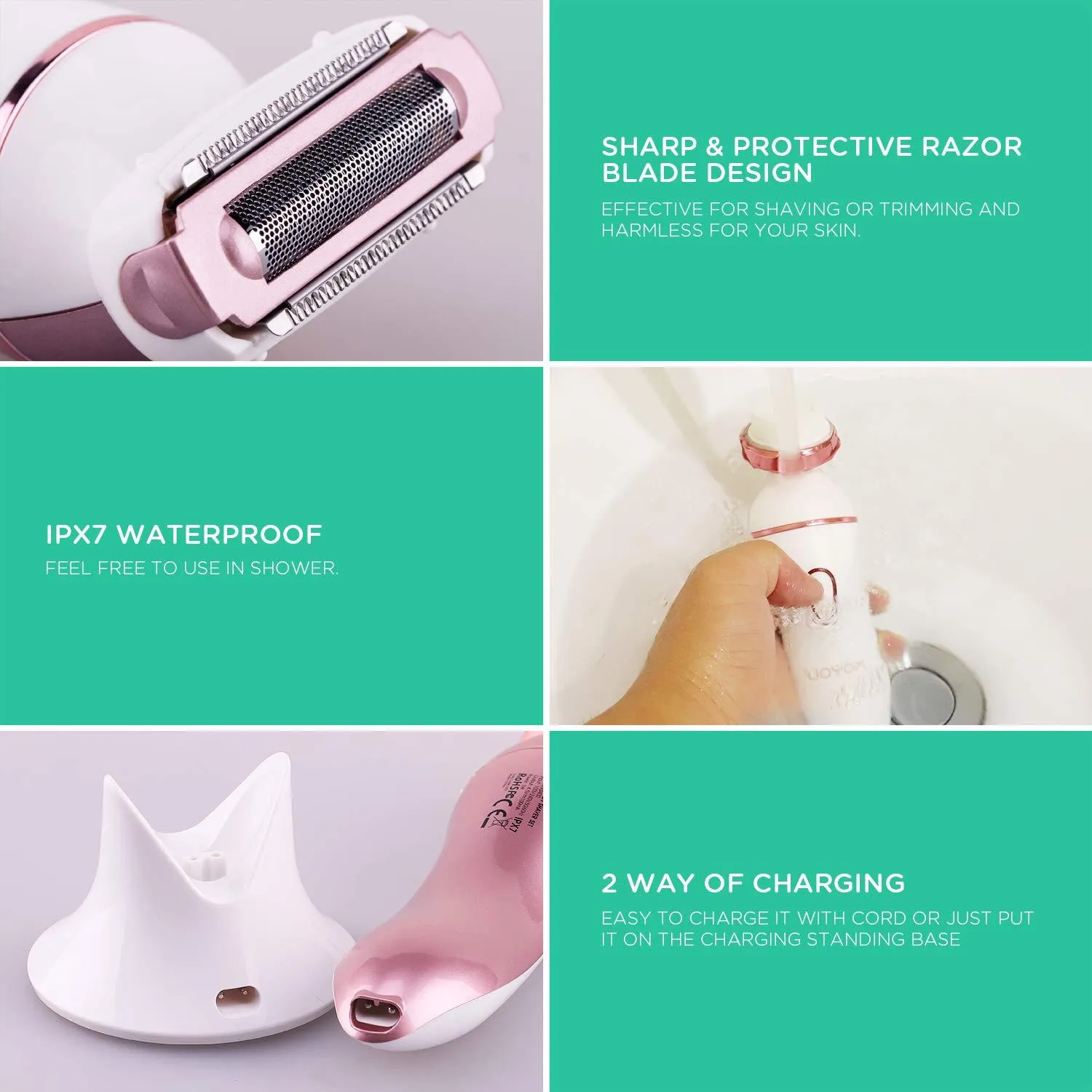 VOYOR Electric Razor for Women - Rechargeable Shaver Wet & Dry Painless Bikini Trimmer