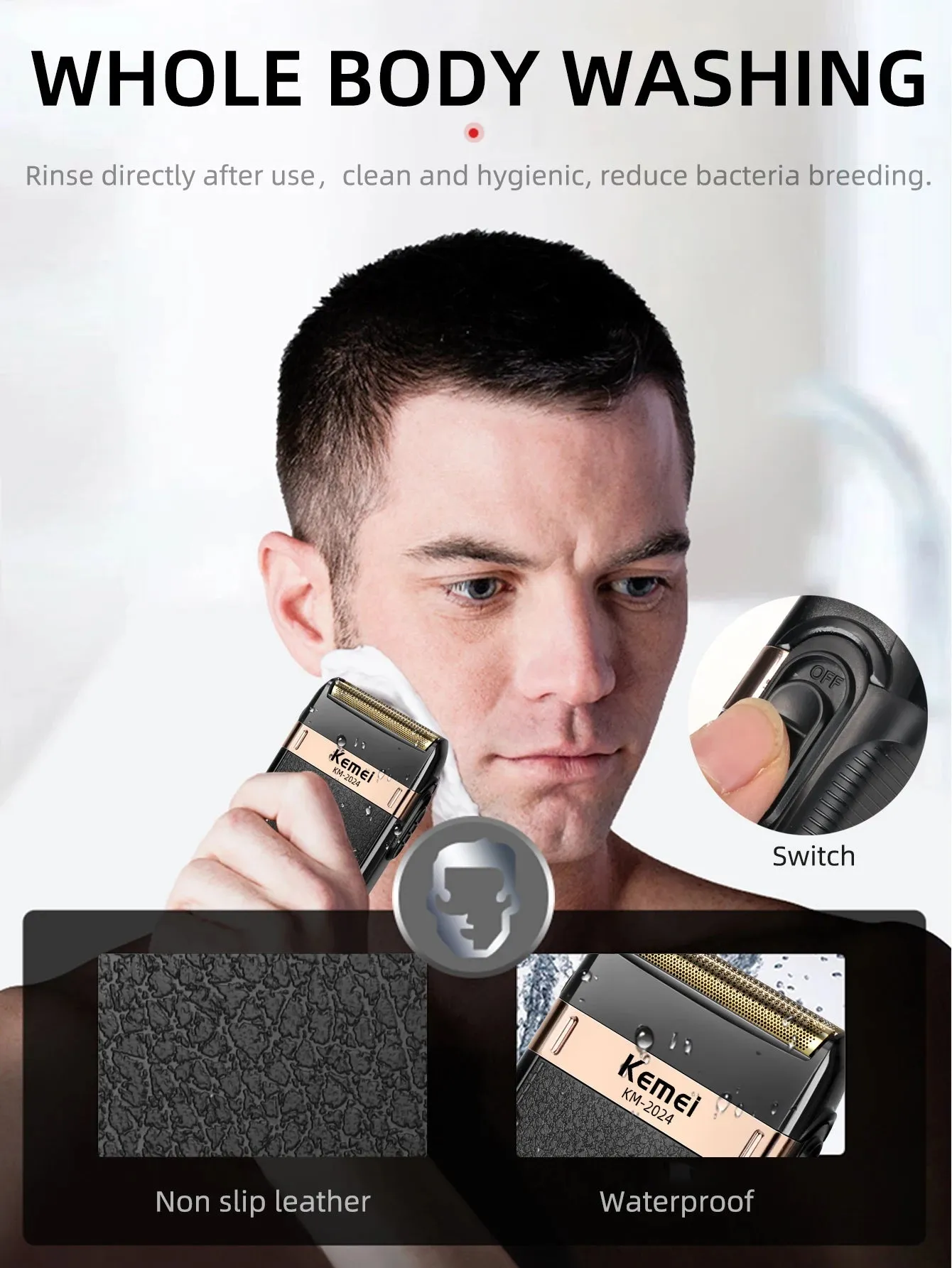 Waterproof Twin Blade Electric Shaver for Men - Cordless USB Rechargeable Razor