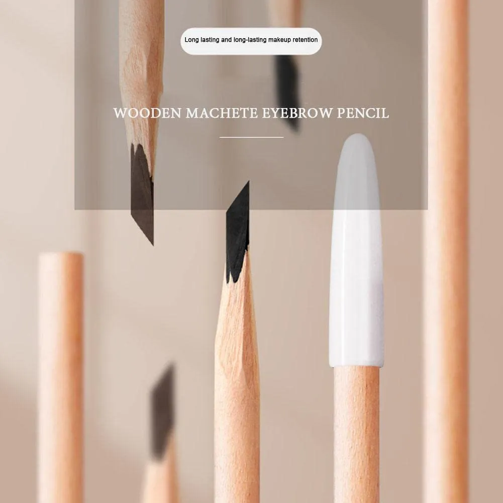 Waterproof Wooden Eyebrow Pencil, Eyebrow Pencil Enhancers, 2023 Non-smudging Eyebrow Pencil for Women (Black  Dark Coffee)