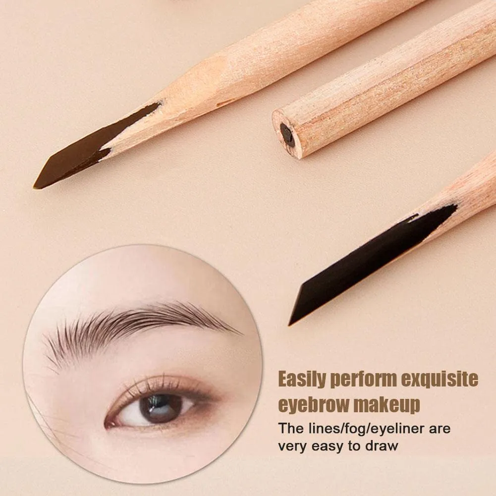 Waterproof Wooden Eyebrow Pencil, Eyebrow Pencil Enhancers, 2023 Non-smudging Eyebrow Pencil for Women (Black  Dark Coffee)
